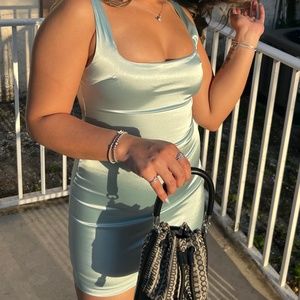 SHEIN Light Blue Silk Tight Dress